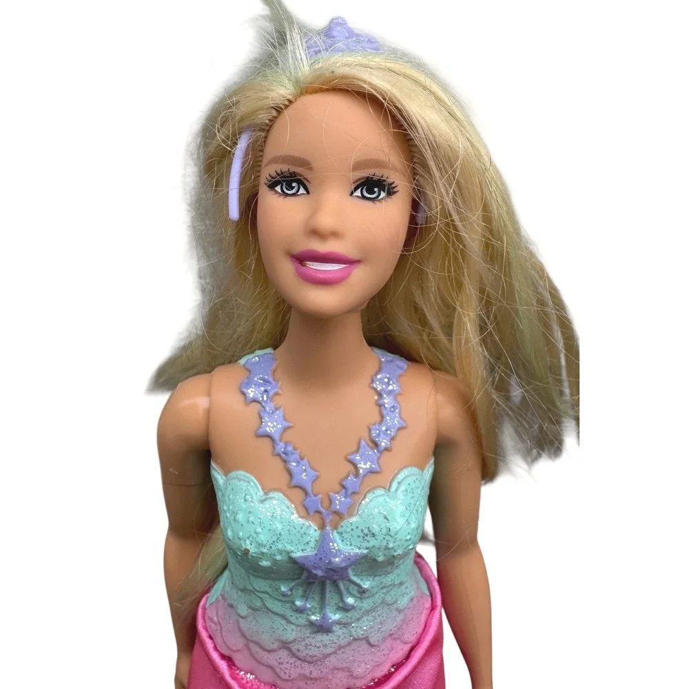 Mattel Barbie Dreamtopia curvey Doll Blonde Pink Teal Star Bodice 2017 1186 MJ